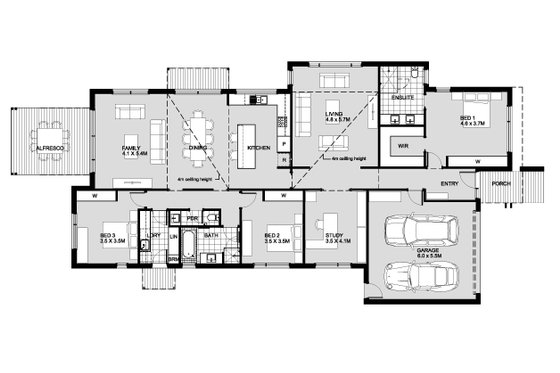 Floor Plan - Main Floor for Modern House Plan #496-22 - 3 bed, 2.5 bath