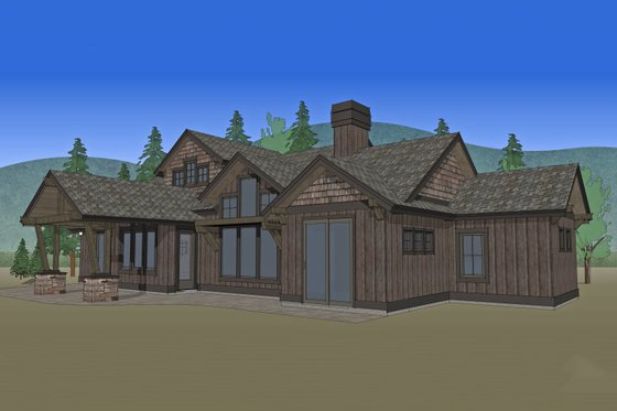 Exterior - Rear Elevation 3 for Craftsman House Plan #892-11 - 3 bed, 4.5 bath