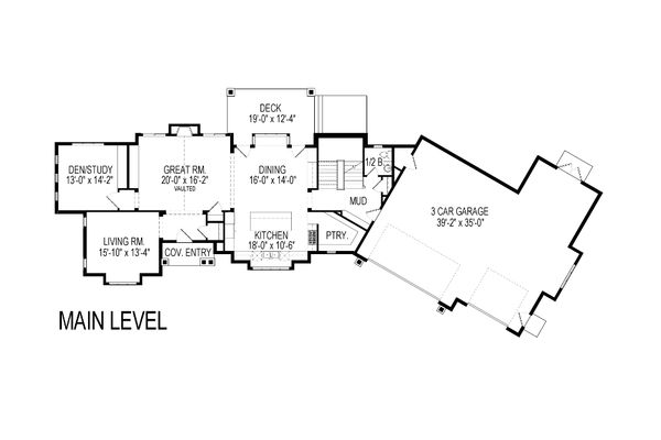Architectural House Design - Craftsman Floor Plan - Main Floor Plan #920-23