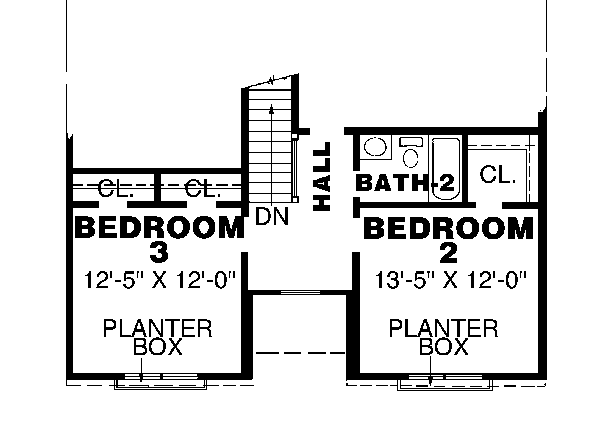 Traditional Floor Plan - Upper Floor Plan #34-154