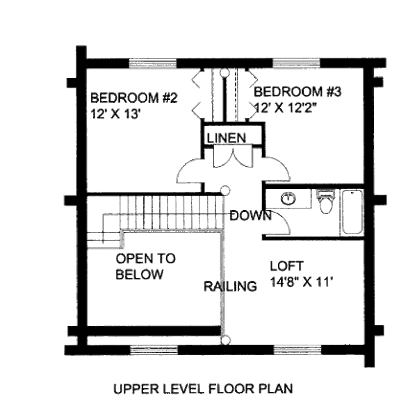 Log Floor Plan - Upper Floor Plan #117-588