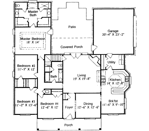 Southern Style House Plan - 4 Beds 2 Baths 2400 Sq/Ft Plan #37-202 ...