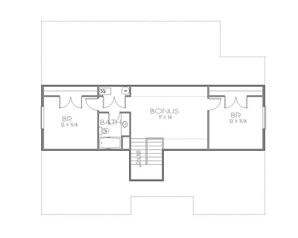 Floor Plan - Upper Floor for Cottage House Plan #423-76 - 4 bed, 2.5 bath