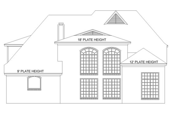 Exterior - Rear Elevation for European House Plan #424-341 - 5 bed, 4 bath