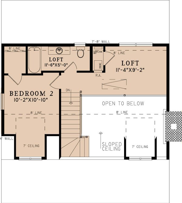Architectural House Design - Cabin Floor Plan - Upper Floor Plan #923-360