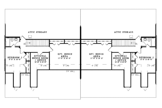 Floor Plan - Upper Floor for Country House Plan #17-2301 - 2 bed, 2.5 bath