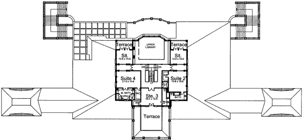 European Floor Plan - Upper Floor Plan #119-184
