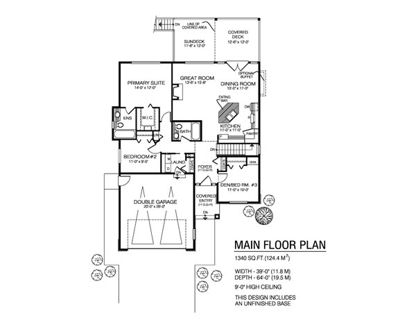 Home Plan - Floor Plan - Main Floor for Craftsman House Plan #1100-167 - 3 bed, 2 bath