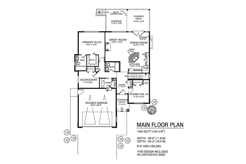 Home Plan - Floor Plan - Main Floor for Craftsman House Plan #1100-167 - 3 bed, 2 bath