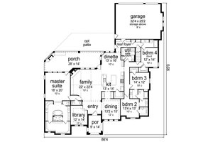 Floor Plan - Main Floor for Tudor House Plan #84-601 - 4 bed, 3.5 bath