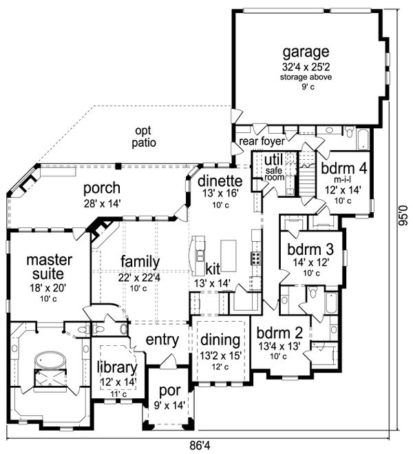 House Plan Design - Tudor Floor Plan - Main Floor Plan #84-601