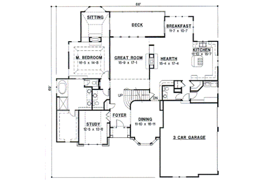 Floor Plan - Main Floor for European House Plan #67-441 - 4 bed, 5 bath