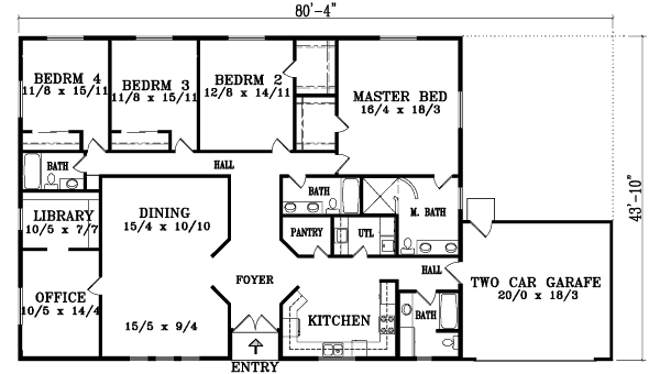 Dream House Plan - Ranch Floor Plan - Main Floor Plan #1-1483