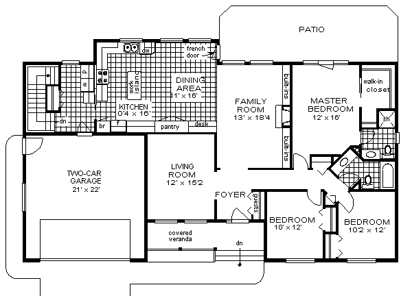 House Design - Ranch Floor Plan - Main Floor Plan #18-185
