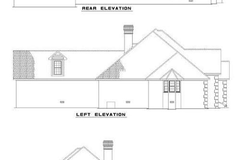 Home Plan - Exterior - Rear Elevation for European House Plan #17-1039 - 3 bed, 2.5 bath