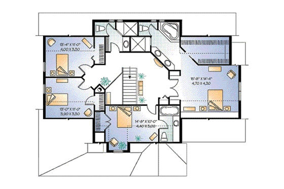 Floor Plan - Upper Floor for Country House Plan #23-396 - 4 bed, 3.5 bath