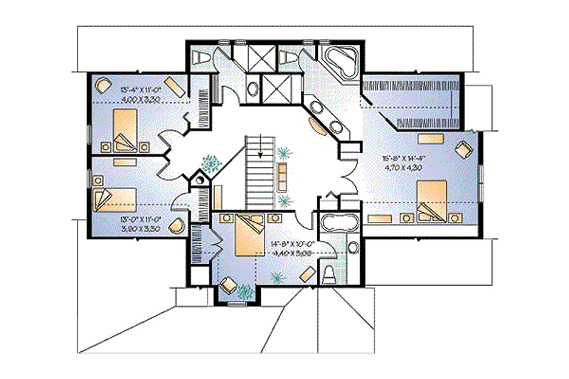 Home Plan - Floor Plan - Upper Floor for Country House Plan #23-396 - 4 bed, 3.5 bath