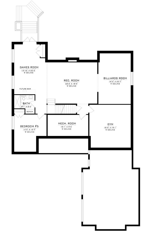 Architectural House Design - Farmhouse Floor Plan - Lower Floor Plan #1086-14