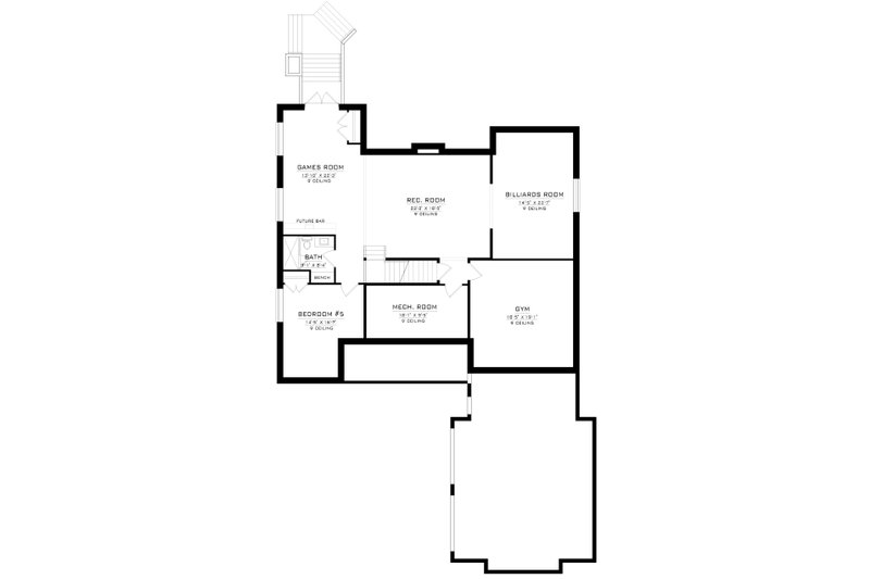 Home Plan - Floor Plan - Lower Floor for Farmhouse House Plan #1086-14 - 4 bed, 3.5 bath
