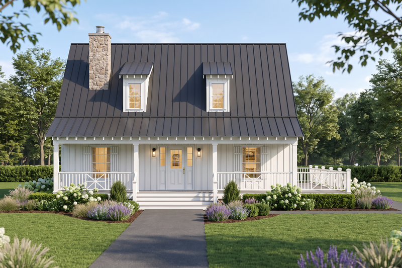 House Blueprint - Exterior - Front Elevation 2 for Farmhouse House Plan #923-511 - 2 bed, 2 bath