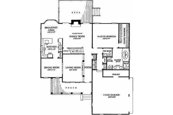 Floor Plan - Main Floor for Southern House Plan #137-212 - 3 bed, 2 bath