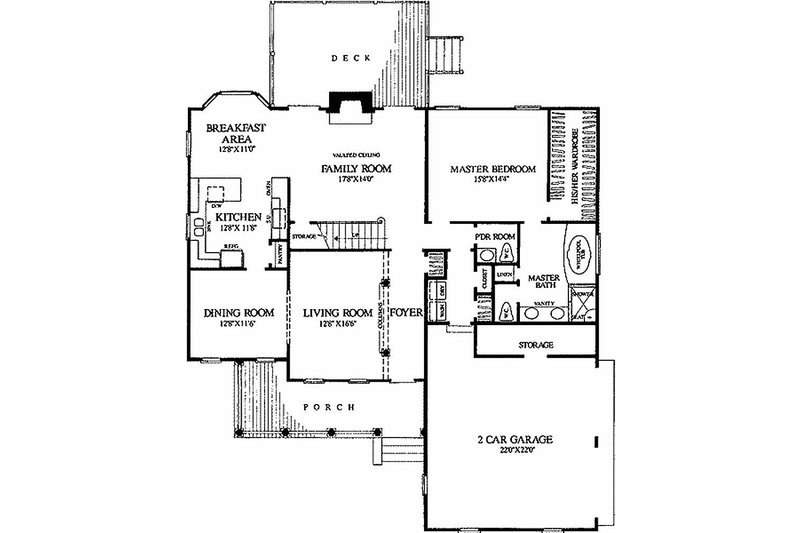 Architectural House Design - Floor Plan - Main Floor for Southern House Plan #137-212 - 3 bed, 2 bath