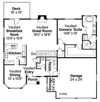 Floor Plan - Main Floor House Plan #124-756 - 3 bed, 2.5 bath