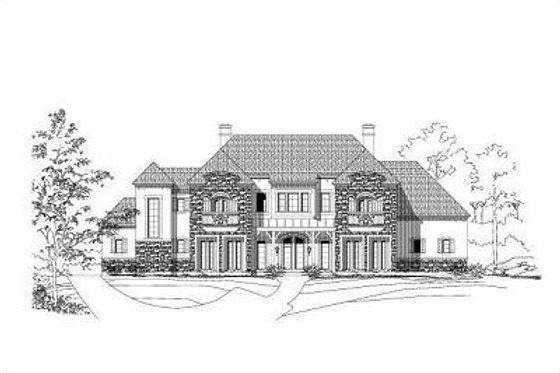 Exterior - Front Elevation for European House Plan #411-312 - 4 bed, 4.5 bath