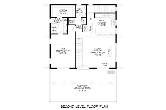 Floor Plan - Main Floor for Contemporary House Plan #932-1189 - 2 bed, 2.5 bath