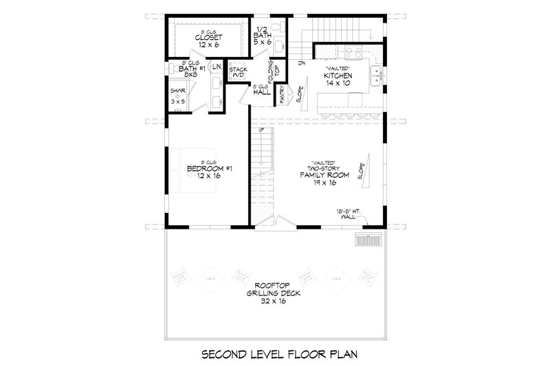 Home Plan - Floor Plan - Main Floor for Contemporary House Plan #932-1189 - 2 bed, 2.5 bath