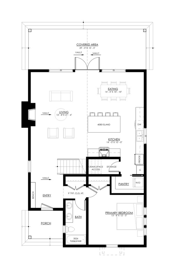 Architectural House Design - Cabin Floor Plan - Main Floor Plan #1114-36