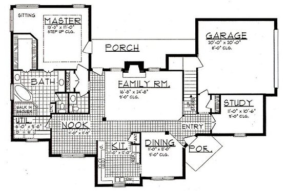 Floor Plan - Main Floor for European House Plan #62-146 - 4 bed, 2.5 bath