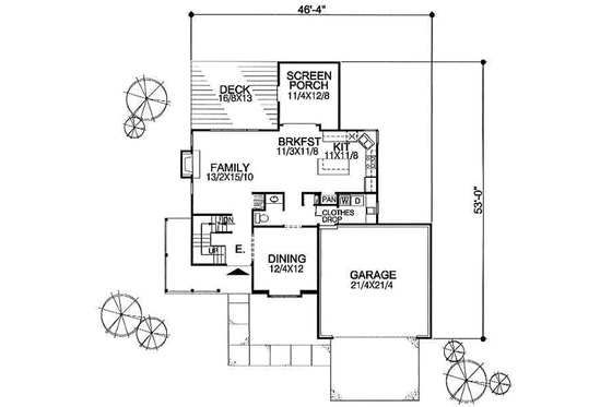 Floor Plan - Main Floor for Traditional House Plan #50-229 - 4 bed, 2.5 bath