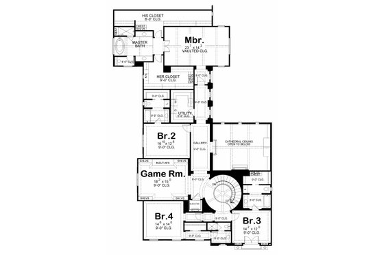 Floor Plan - Upper Floor for Mediterranean House Plan #20-2169 - 4 bed, 5 bath