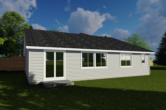 Exterior - Rear Elevation for Craftsman House Plan #53-468 - 3 bed, 2 bath