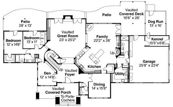 Craftsman Floor Plan - Main Floor Plan #124-482