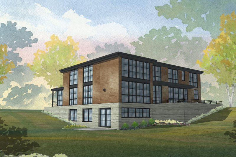 House Plan Design - Exterior - Rear Elevation for Modern House Plan #901-151 - 4 bed, 3.5 bath