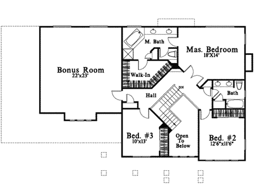 Floor Plan - Upper Floor for Bungalow House Plan #78-190 - 3 bed, 3 bath