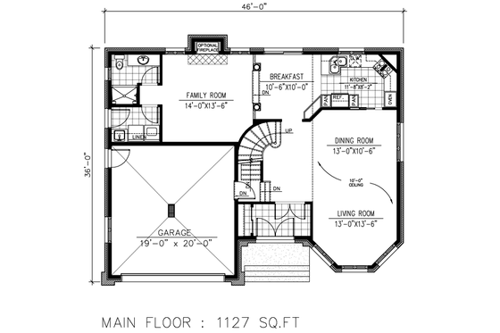 Floor Plan - Main Floor for Traditional House Plan #138-389 - 3 bed, 2.5 bath