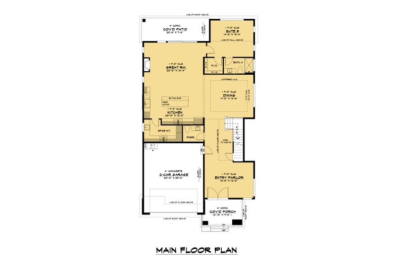 Home Plan - Floor Plan - Main Floor for Contemporary House Plan #1066-131 - 5 bed, 4.5 bath