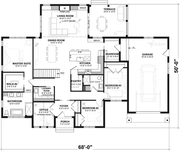 Craftsman Floor Plan - Main Floor Plan #23-2745