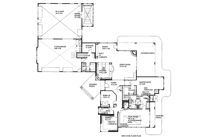 Home Plan - Floor Plan - Main Floor for Craftsman House Plan #117-768 - 2 bed, 3.5 bath