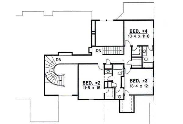 Traditional Floor Plan - Upper Floor Plan #67-288