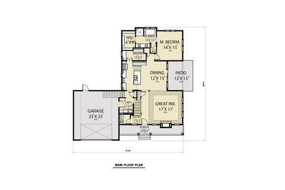 Floor Plan - Main Floor for Farmhouse House Plan #1070-87 - 3 bed, 2.5 bath