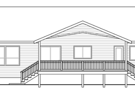 Exterior - Rear Elevation for Ranch House Plan #124-883 - 3 bed, 2 bath
