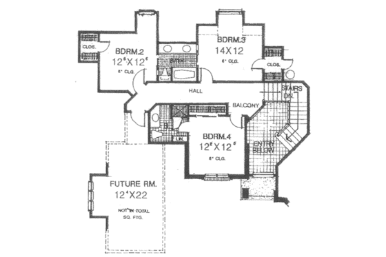 Floor Plan - Upper Floor for European House Plan #310-496 - 4 bed, 3.5 bath