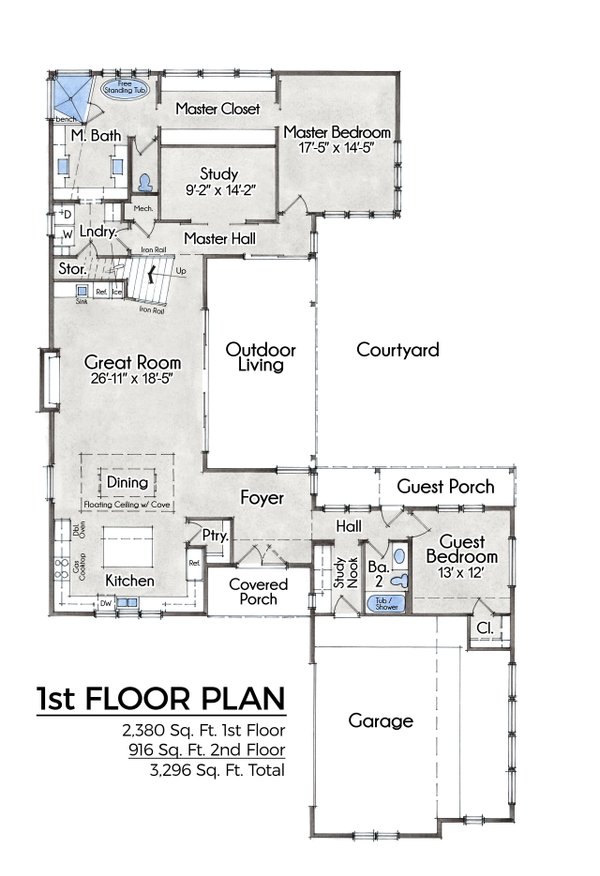 Architectural House Design - Farmhouse Floor Plan - Main Floor Plan #935-21