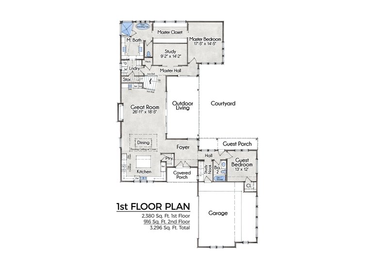 House Blueprint - Floor Plan - Main Floor for Farmhouse House Plan #935-21 - 4 bed, 4 bath