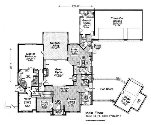 Home Plan - European Floor Plan - Main Floor Plan #310-1301