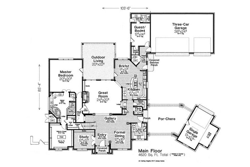 Dream House Plan - Floor Plan - Main Floor for European House Plan #310-1301 - 4 bed, 4.5 bath
